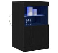 vidaXL Buffet LED Chêne Noir 41 x 37 x 67 cm Bois d'ingénierie, Buffet de Salle à Manger Tendance, Meuble de Rangement rectangulaire, Cabinet LED Moderne, étagère en Verre Pratique