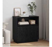 vidaXL Buffet rectangulaire Chêne noir – Éclairage LED, porte coulissante, étagères réglables