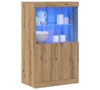 vidaXL Buffet LED Marron 60 x 37 x 100 cm Bois d'ingénierie, Buffet LED Tendance, Rangement Moderne, Meuble Minimaliste, Pratique pour la Maison, en Bois d'ingénierie