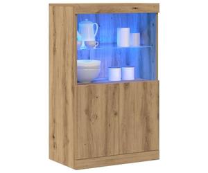 vidaXL Buffet LED Marron 60 x 37 x 100 cm Bois d'ingénierie | Pas mal de place pour ranger tes affaires, Fait pour durer avec des matériaux de qualité, Design sleek qui va avec tout