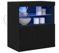 vidaXL Buffet LED Noir 60,5 x 37 x 67 cm Bois d'ingénierie | Change ton rangement quand tu veux, La surface mate donne un look élégant, Super pour ranger ou exposer tes objets déco