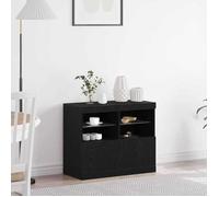 vidaXL Buffet LED moderne Noir 81 x 37 x 66,5 cm Bois d'ingénierie – Meuble de rangement