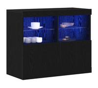 vidaXL Buffet LED moderne Noir 81 x 37 x 66,5 cm Bois d'ingénierie – Meuble de rangement