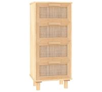 vidaXL Buffet Armoire de Rangement Organisateur de Maison Meuble de Salle de Séjour Intérieur Marron 40x30x90 cm Bois de Pin Massif et Rotin Naturel