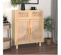 vidaXL Buffet Marron 60x30x75 cm Bois de pin massif et rotin naturel 345638