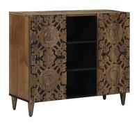 vidaXL Buffet Marron 90 x 33,5 x 75 cm Bois de Mangue Massif, Salon, Style Moderne avec Beige Clair, Espace Ouvert et Meubles Pratiques pour Augmenter Votre Confort et Votre esthétique