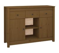 Vidaxl Buffet Marron Miel 100x35x74,5 Cm Bois Massif De Pin Multicolore