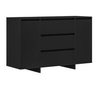 vidaXL Buffet Moderne Noir | Table de Buffet en Bois d'ingénierie avec 3 tiroirs | Console élégante pour Salle à Manger | Utilisation intérieure | Organisateurs de Maison