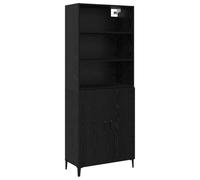 vidaXL Buffet Montage Mural 2 pcs Chêne Noir Bois d'ingénierie, Buffet rectangulaire Moderne, Rangement Salon, Meuble élégant Gain de Place, unité à Portes affleurantes