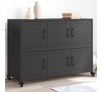 Vidaxl Buffet Noir 100,5x39x72 Cm Acier Laminé À Froid Multicolore