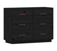 Vidaxl Buffet Noir 100x40x75 Cm Bois Massif De Pin Marron