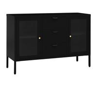 Vidaxl Buffet Noir 105x35x70 Cm Acier Et Verre Trempé Multicolore