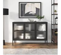 vidaXL Buffet noir 105x35x70 cm verre et acier