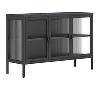 vidaXL Buffet Noir 105x35x70 cm Verre et Acier, Armoire, Armoire latérale, Armoire de Rangement, armoires, Placard, Buffet Haut