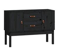 Vidaxl Buffet Noir 110x40x78 Cm Bois Massif De Pin Marron