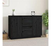 vidaXL Buffet Noir 111x34x75 cm Bois massif de pin