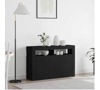 vidaXL Buffet moderne rectangulaire Bois d'ingénierie 116 x 30 x 75 cm avec LED Noir