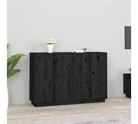 Vidaxl Buffet Noir 120x35x80 Cm Bois Massif De Pin Marron