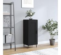 vidaXL Buffet, Armoire Latérale avec 3 Compartiments, Placard avec Porte et Pieds, Meuble avec Rangement Salon, Moderne, Noir Bois d'Ingénierie