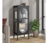 Vidaxl Buffet Noir 40x35x105 Cm Verre Et Acier Multicolore