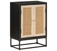 Vidaxl Buffet Noir 55x30x76 Cm Bois Massif De Manguier Et Fer Multicolore