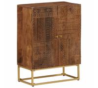 Vidaxl Buffet Noir 55x30x76 Cm Bois Massif De Manguier Et Fer Multicolore