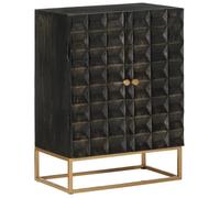 Vidaxl Buffet Noir 55x34x75 Cm Bois Massif De Manguier Et Fer Multicolore