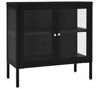 Vidaxl Buffet Noir 70x35x70 Cm Acier Et Verre Multicolore