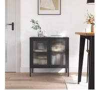 vidaXL Buffet 353001 – noir, verre et acier, 70 x 35 x 70 cm