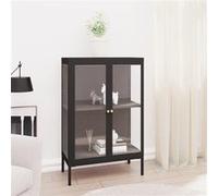 Buffet Noir 75x35x105 cm Acier et Verre Armoire Latérale Rangement vidaXL