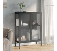 vidaXL Buffet noir 75x35x105 cm verre et acier 353003