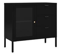 Vidaxl Buffet Noir 75x35x70 Cm Acier Et Verre Trempé Multicolore