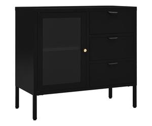 Vidaxl Buffet Noir 75x35x70 Cm Acier Et Verre Trempé Multicolore