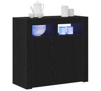vidaXL Buffet bas Chêne noir 2 portes Éclairage LED 80x35x75 cm