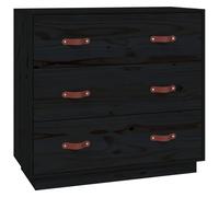 Vidaxl Buffet Noir 80x40x75 Cm Bois Massif De Pin Marron