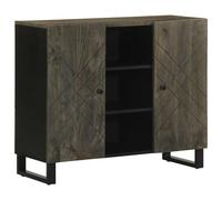 Vidaxl Buffet Noir 90x33x75 Cm Bois Massif De Manguier Marron