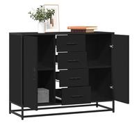 vidaXL Buffet Noir 92x35x76 cm Bois d’ingénierie, Meuble de Rangement, Meuble de Rangement de Cuisine, Meuble de Rangement de Salon, Meuble Buffet