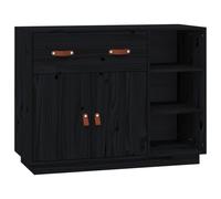 Vidaxl Buffet Noir 98,5x40x75 Cm Bois Massif De Pin Multicolore