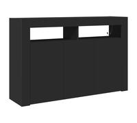 vidaXL Buffet moderne rectangulaire Bois d'ingénierie 116 x 30 x 75 cm avec LED Noir