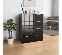 Vidaxl Buffet Noir Brillant 60x35x80 Cm Aggloméré Noir