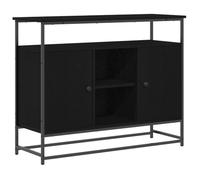 vidaXL Buffet Noir Chêne avec Bois d'ingénierie et Acier pour Salle à Manger ou Salon - 100 x 35 x 80 cm - Unité de Rangement Moderne, Cabinet rectangulaire pour Une Organisation intérieure au Top