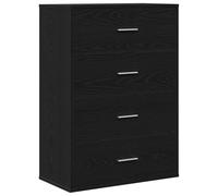 vidaXL Buffet Noir en chêne 60 x 31 x 84 cm en Bois d'ingénierie, avec Une Finition Rustique. Grand Espace de Rangement, poignées en métal chromé. Parfait pour la Salle à Manger ou Le Salon. Surface