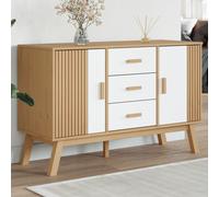 Vidaxl Buffet Olden Blanc Et Marron 114x43x73,5 Cm Bois Massif De Pin Multicolore