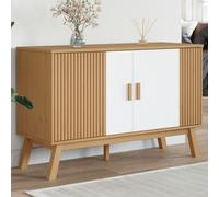 Vidaxl Buffet Olden Blanc Et Marron 114x43x73,5 Cm Bois Massif De Pin Multicolore