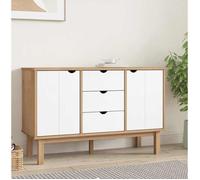 vidaXL Buffet OTTA Marron et blanc en pin massif 113,5×43×73 cm