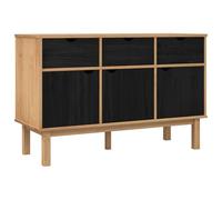 vidaXL Buffet OTTA Marron et Noir 114 x 43 x 73,5 cm, Meuble de Salon, Buffet rectangulaire en pin Massif, Rangement Pratique, Style Contemporain, Grand Espace de Rangement