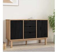 vidaXL Buffet OTTA Noir 113,5 x 43 x 73 cm Bois de pin Massif, Buffet en Bois Élégant, Meuble Rangement Pratique pour Salon, Salle à Manger, Design Scandinave, Bois de Pin
