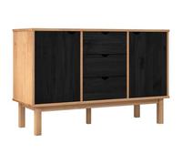 vidaXL Buffet OTTA Noir 113,5 x 43 x 73 cm Bois de pin Massif, Buffet en Bois Élégant, Meuble Rangement Pratique pour Salon, Salle à Manger, Design Scandinave, Bois de Pin