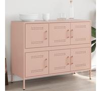 vidaXL Buffet, Armoire avec Pieds et Compartiments, Placard avec Porte, Meuble de Rangement Salon Intérieur, Rose 100,5x39x79 cm Acier