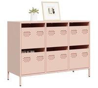 vidaXL Buffet rose 101,5x39x73,5 cm acier laminé à froid, meuble de rangement, meuble de rangement de cuisine, meuble de 851263